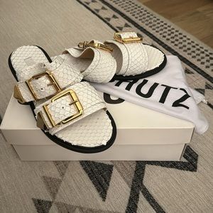 Snake-Pattern Slide Sandals